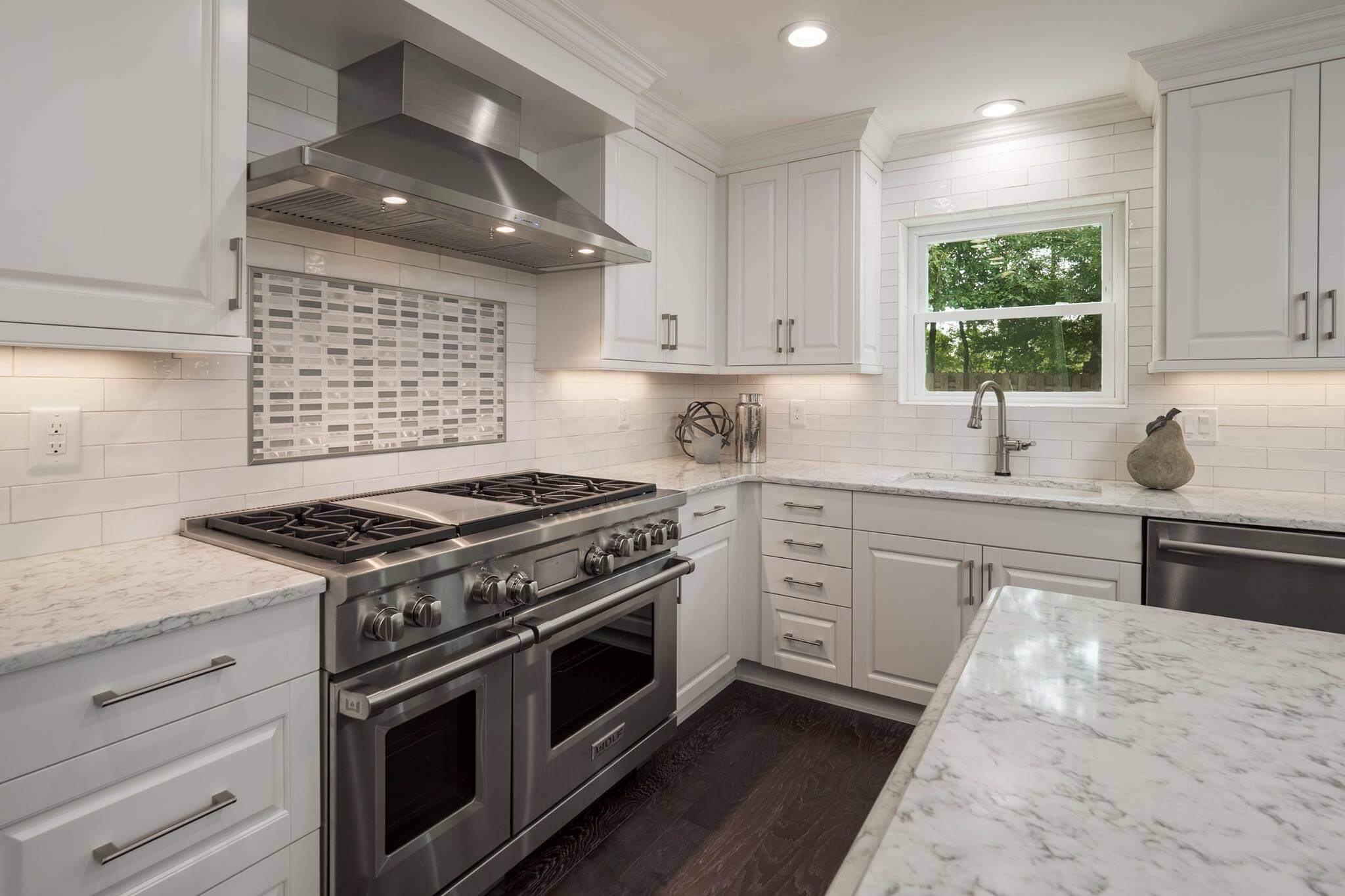 Contemporary Gray White Kitchen Stainless Stell Appliances Roswell Ga 